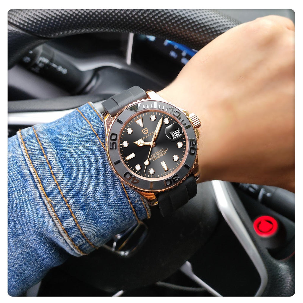 PAGANI DESIGN Pagani Convex Ceramic Ring Fully Automatic Men's Mechanical Watch Plastic 100m Water Resistant Stainless Steel